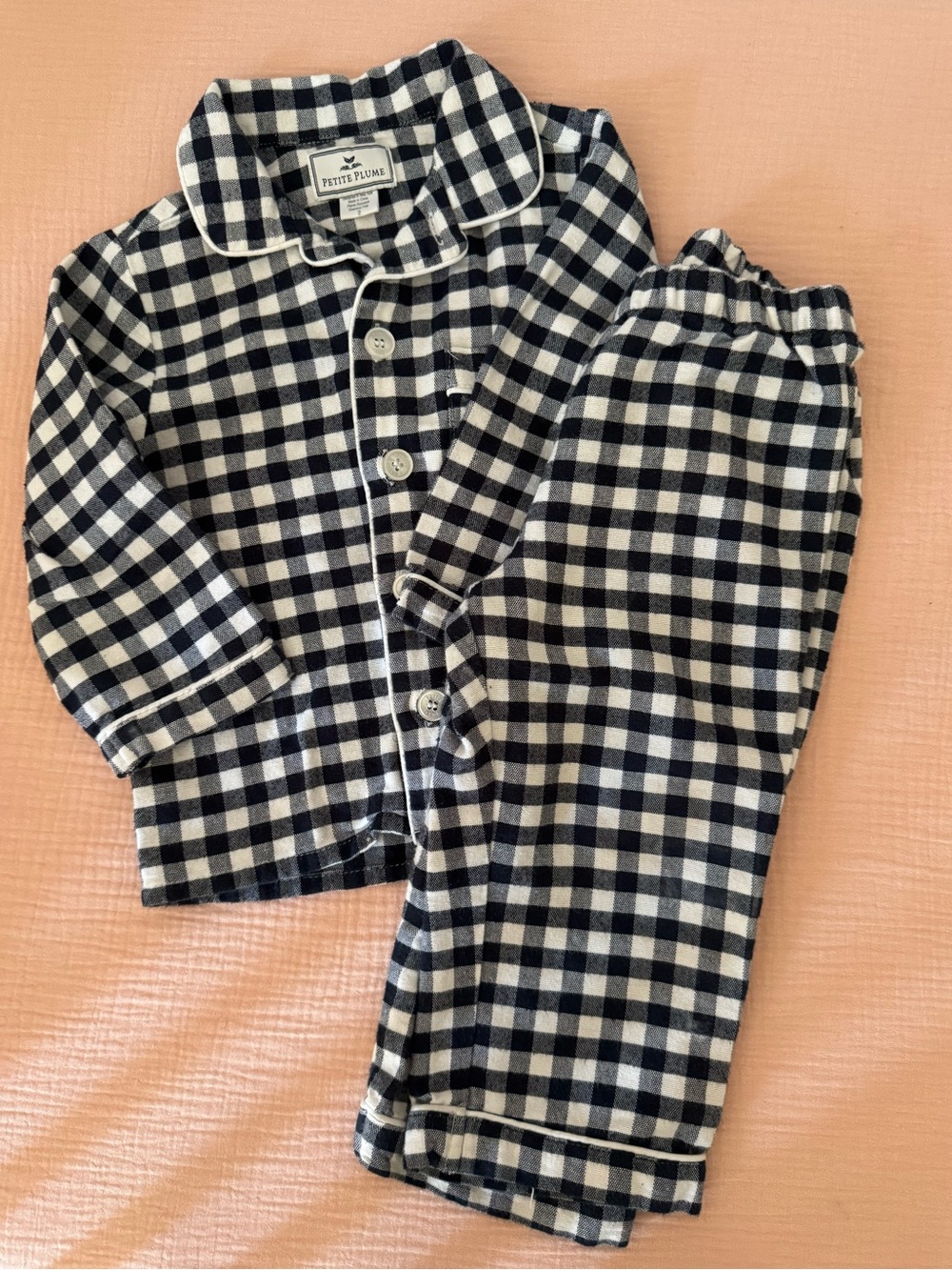 Petite Plume Navy Gingham Kids Pajama Set